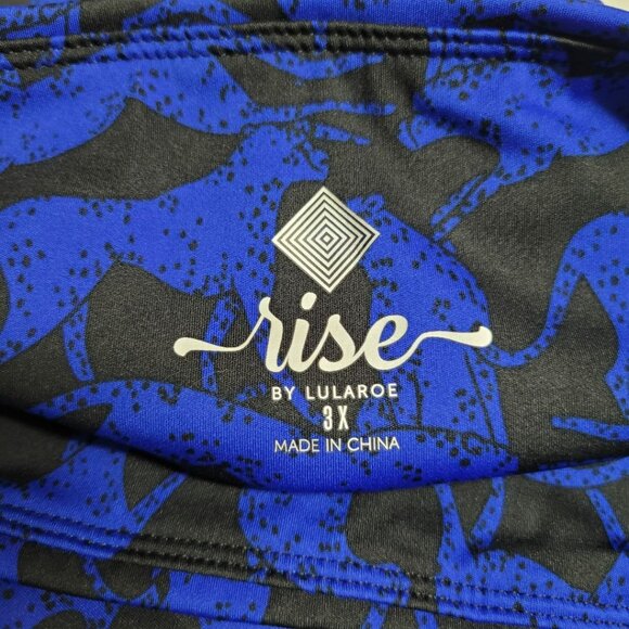 Lularoe Rise Athletic Leggings Cheetah Workout Womens Plus Size 3X Blue Exercise - Picture 4 of 6